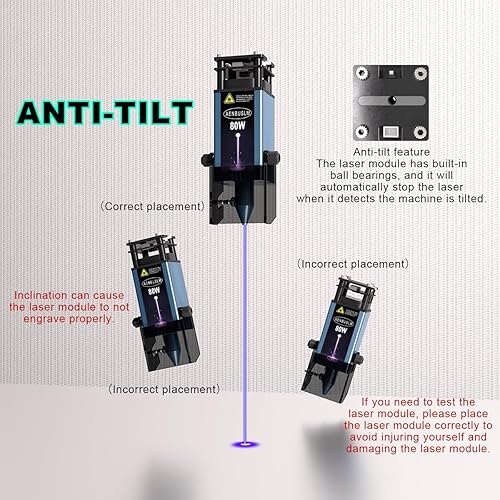 Miniatura 28 de Módulo láser de 40 W con asistencia de aire incorporada, enfoque fijo, doble punto comprimido ultrafino para tallado, grabado y corte CNC en madera