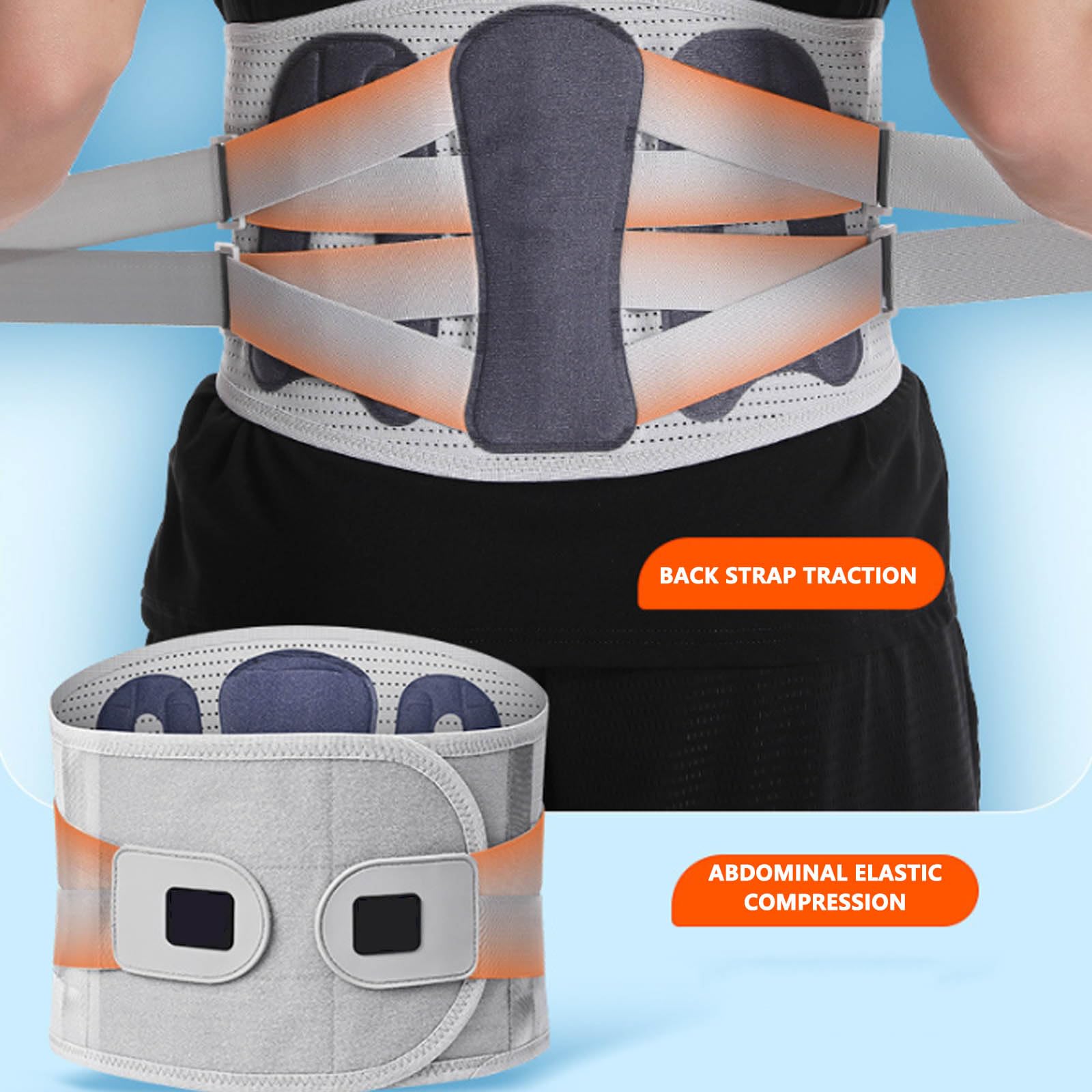 Faja Lumbar, 4 Placas de Acero curvadas, 3 Accesorios, Correas compresión Dobles, Tejido Transpirable, cinturón Soporte Lumbar XL(M)