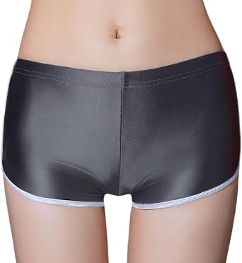 شورت نسائي مثير لامع لامع ذو مؤخرة قصيرة شفاف منخفض الارتفاع ملابس داخلية مطاطية Rave Boxer Briefs