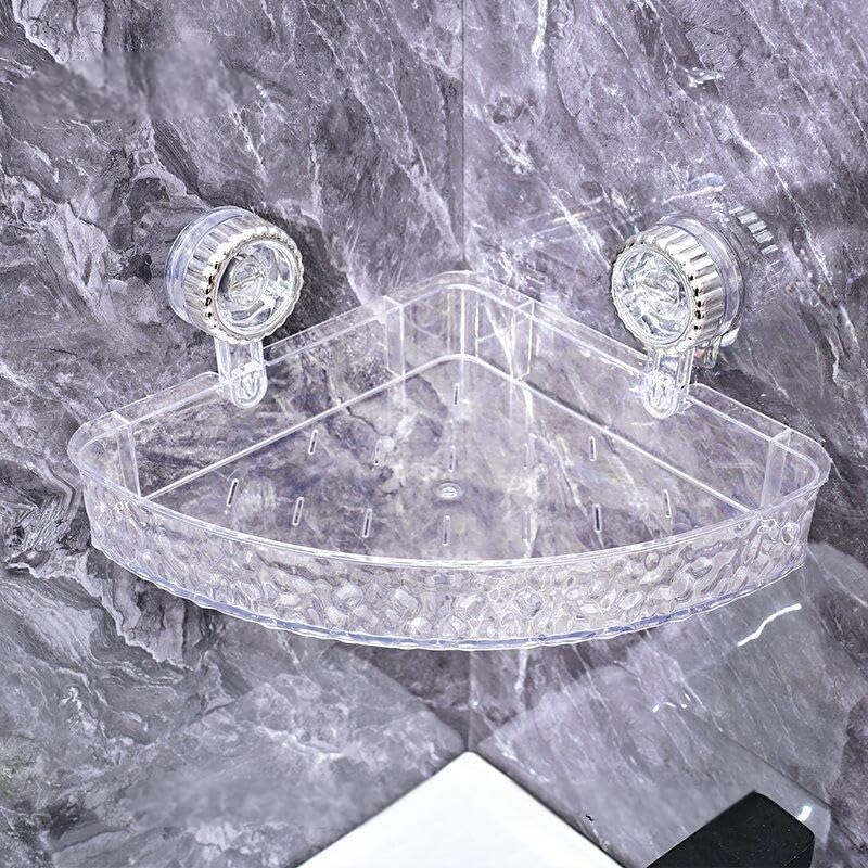 Corrugated Suction Cup Storage Holder Large Capacity Strong Load-Bearing No-Drill Bathroom Shower Caddy Suction Cup Organizer WHITE