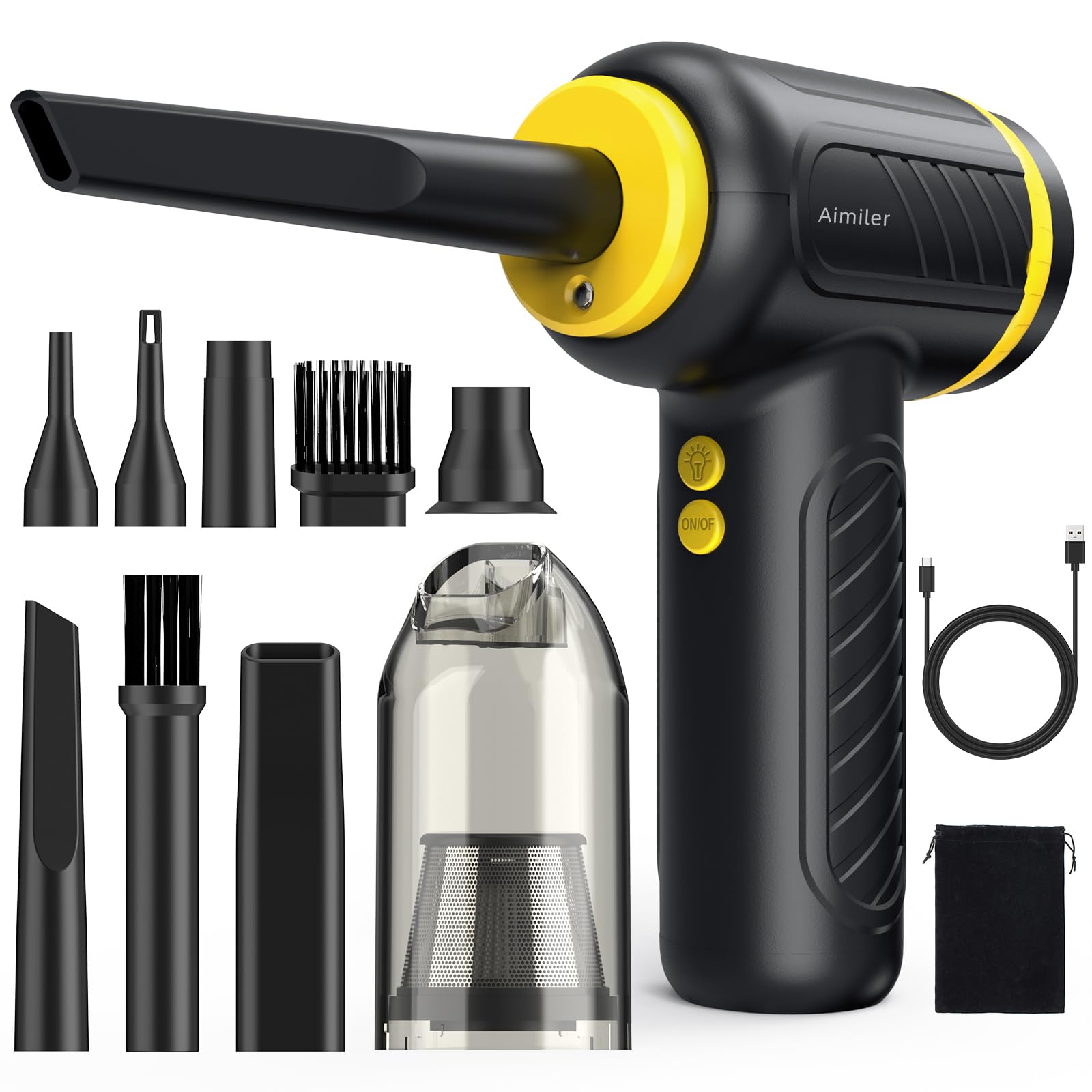 Compressed Air Duster, Perfect Replacement for Compressed Air Canisters, Keyboard Cleaner, Computer Cleaner, Cordless Air Duster, Up to 150,000 RPM, 9000mAh Duster