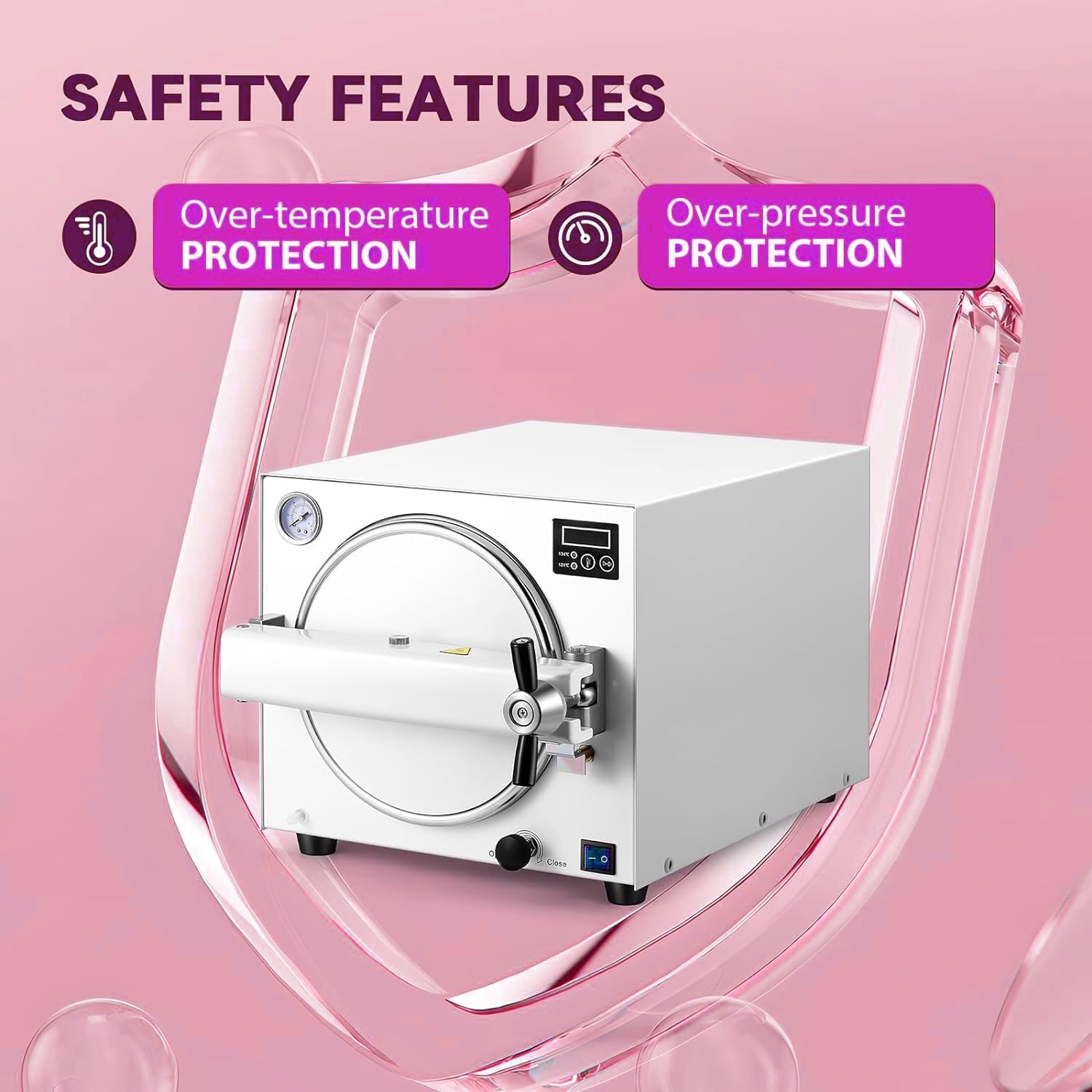 Esterilizador autoclave, equipo de laboratorio de control de vapor de alta temperatura para oficinas pequeñas y laboratorios