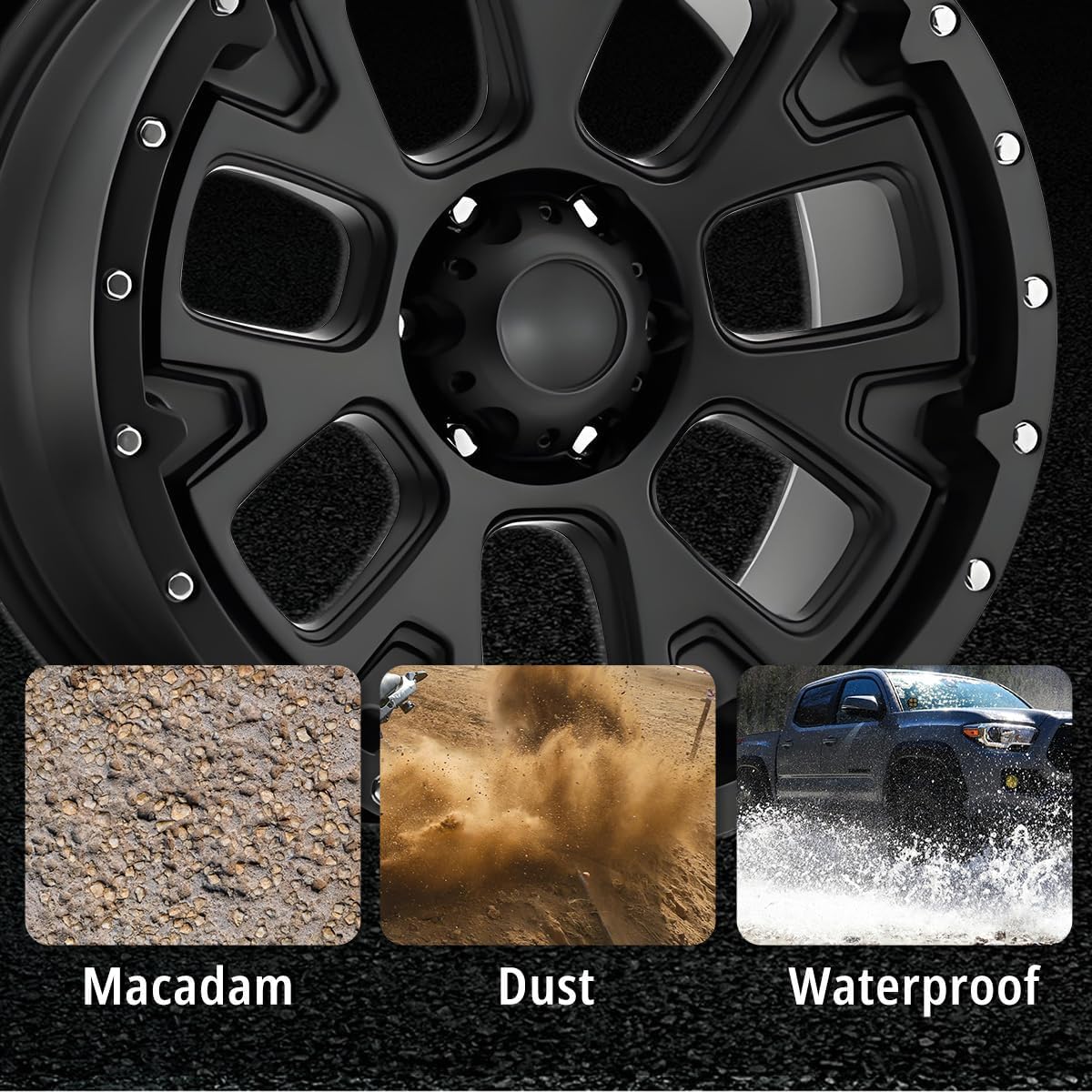Wheel Center Caps for Ultra Motorsports 6 Lug Center Hubcaps, P/N: 89-9765 C812206, 4 Pack Black Center Cover Ror Rim