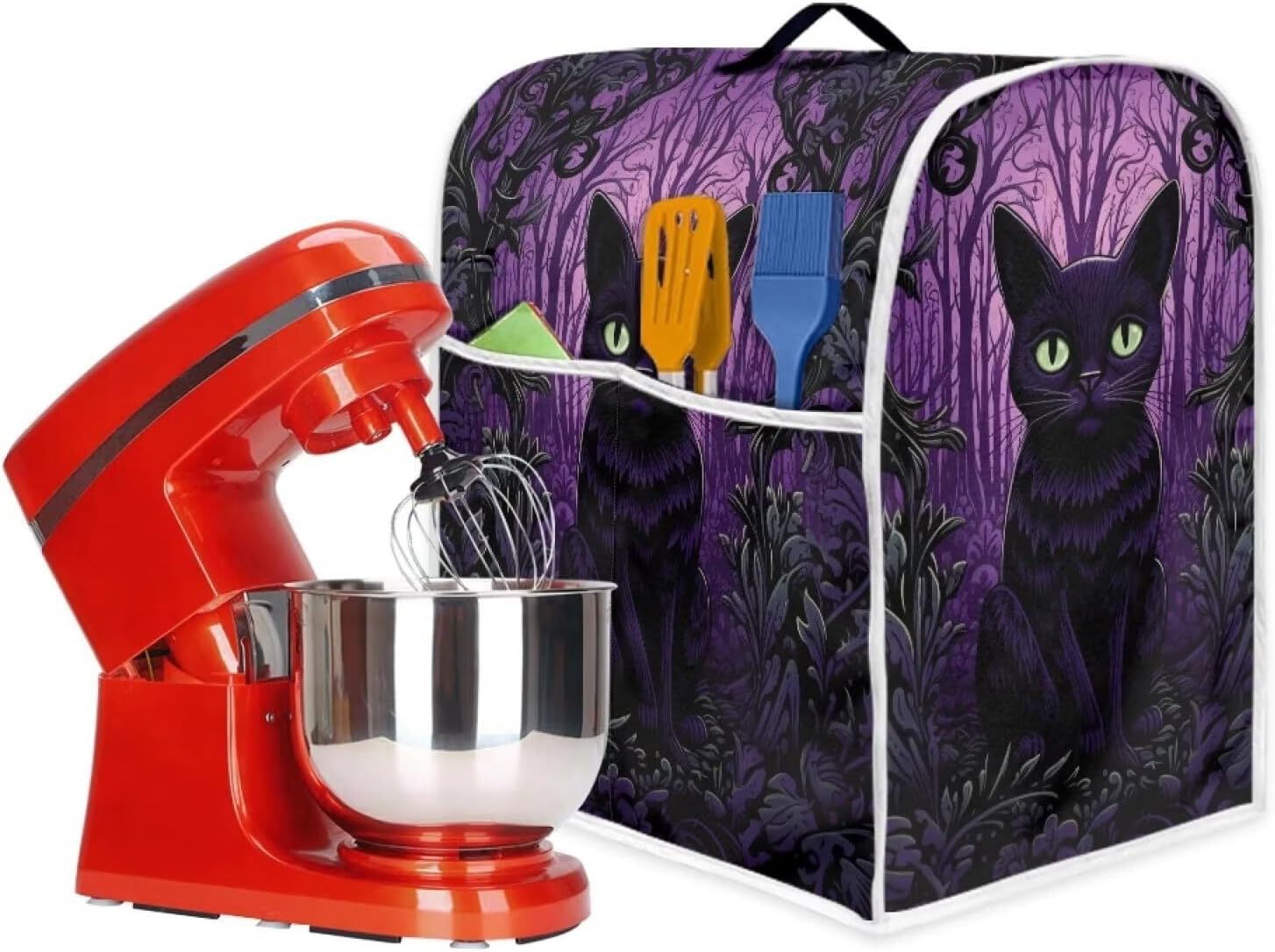 TODIYADDU Purple Gothic Cat Stand Mixer Cover for Women Trendy Kitchen Appliance Organizer Bag Cover with Top Handle Fits All Tilt Head & Bowl Lift Models Mixers Kitchen Aid Mixer Accessories