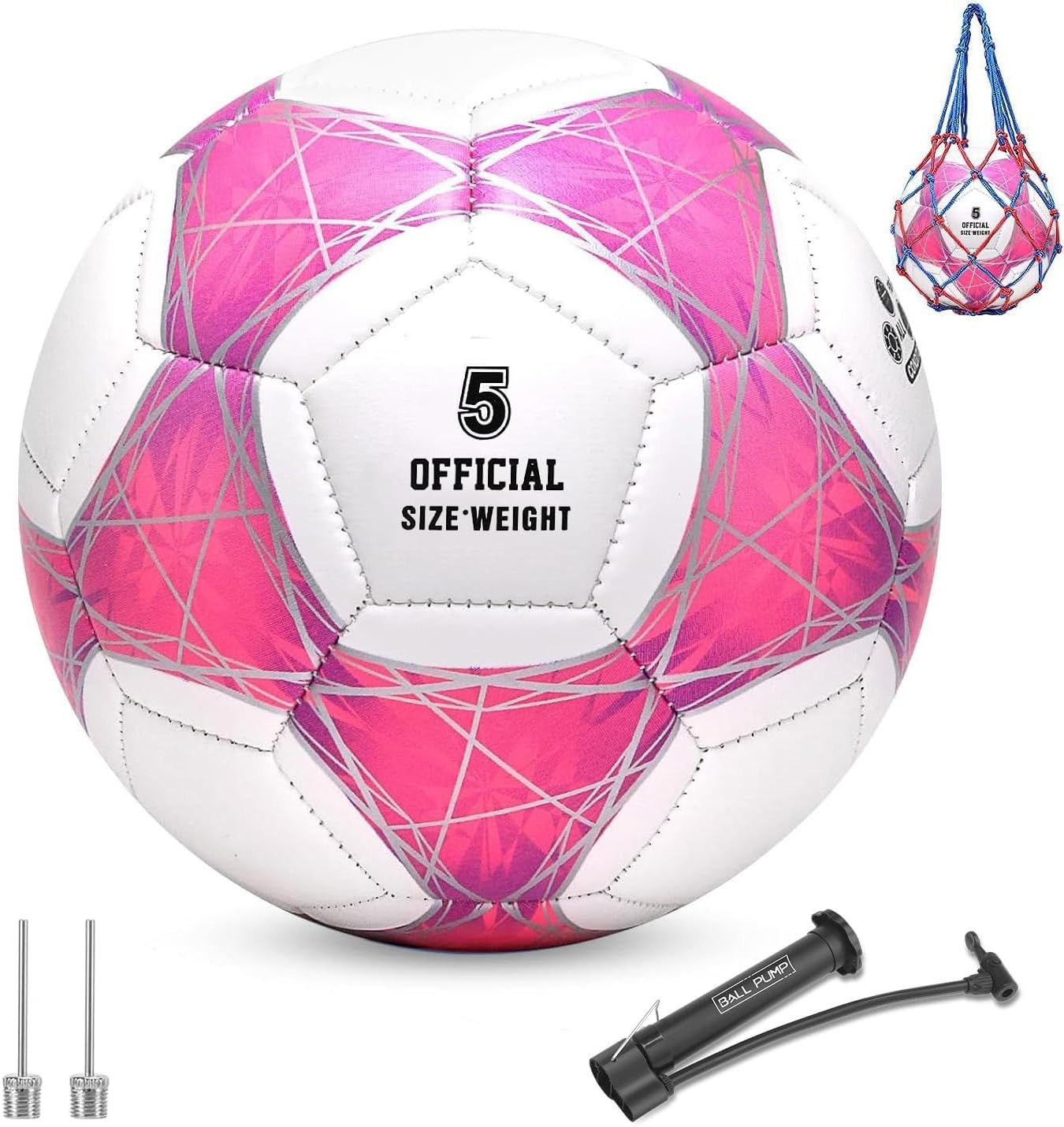 STEEFAN Teal/Blue/Pink Soccer Ball Size 3/4/5 for Kids Outdoor Play,Color Change Soccer Official Ball with Needles and Air Pump,Idea Gift for Teen Boy Girl Junior Women,Indoor Outdoor Game Soccer Ball