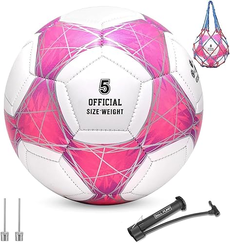 Miniatura 14 de STEEFAN Balón de fútbol verde azulado/azul/rosa, tamaño 3/4/5 para jugar al aire libre, pelota oficial de fútbol que cambia de color con agujas y