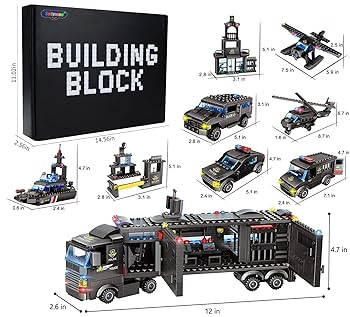 Amazon.co.jp: 8 in 1 市警察署ビルディングブロック おもちゃ 8