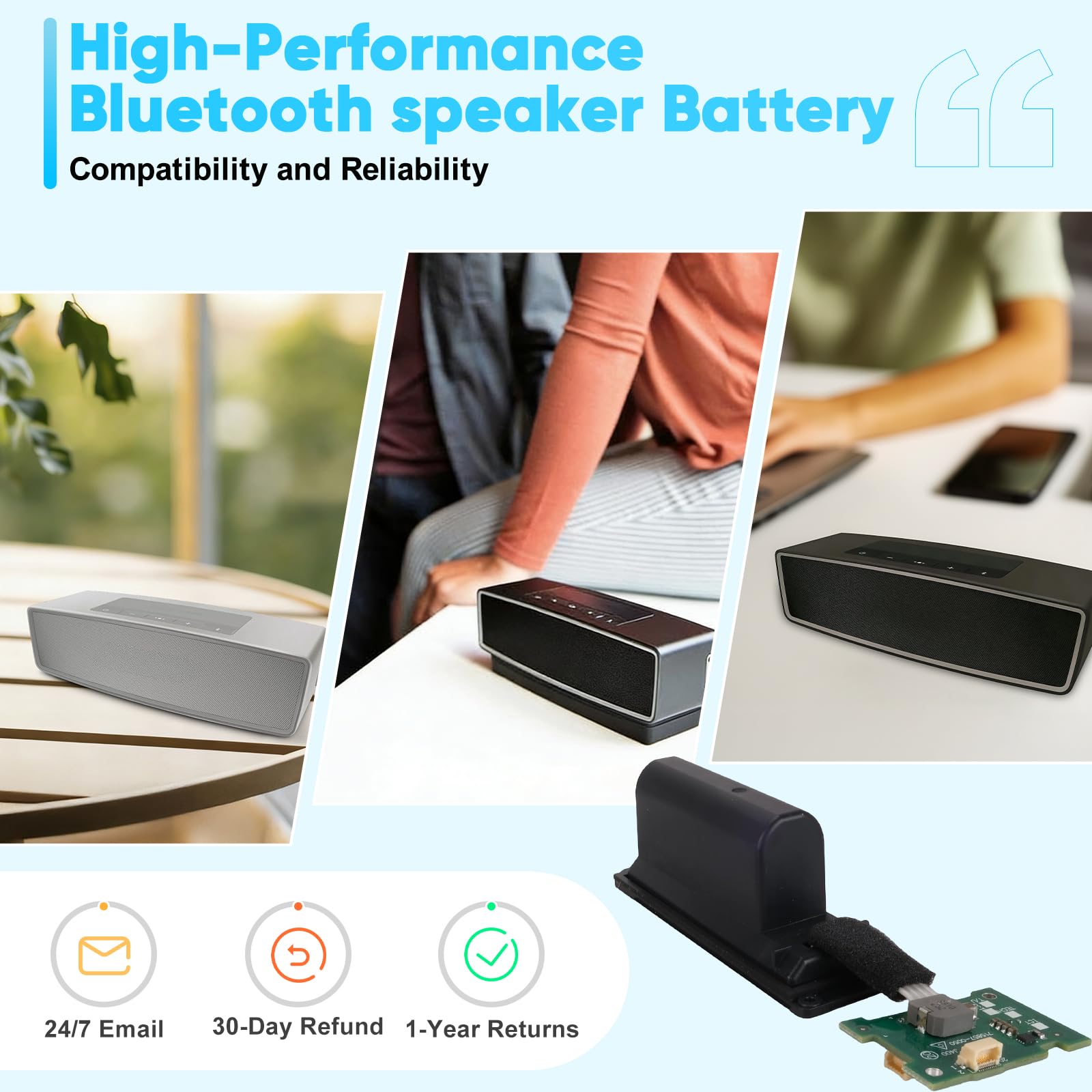 3400mAh 7,4V Batterie Compatible avec Bose Soundlink Mini 2 l'enceinte Bluetooth, Compatible avec Bose 088772, 088789, 088796, 080841, avec Circuit Imprimé(PCB)