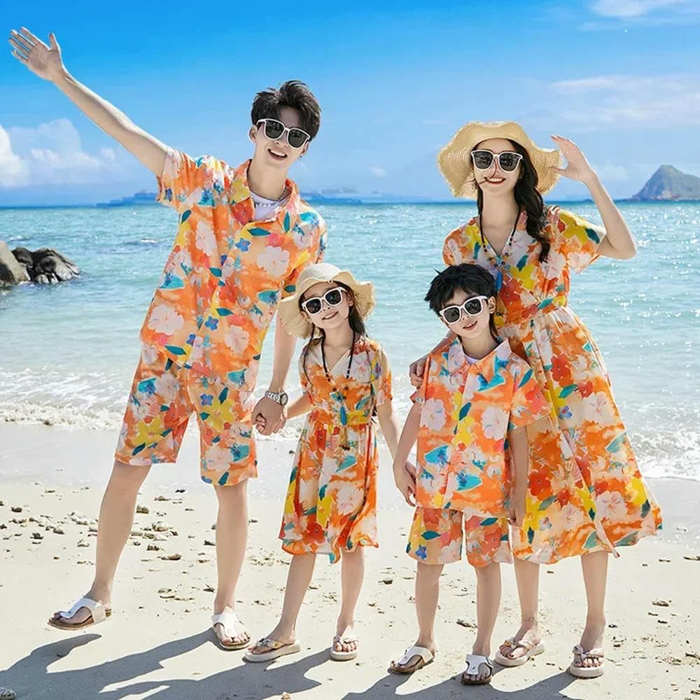 ZBDP - Set di camicie per bambini, genitori, mamme, figlie, papà, figlio, camicie, vestiti da spiaggia, famiglia, fratello, sorella, abbigliamento coordinato