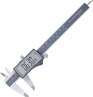 Clockwise Tools IP54 Grade Digital Caliper, DCLR-0605 0-6" /150mm, Inch/Metric/Fractions Conversion, Stainless Steel, Large LCD Screen