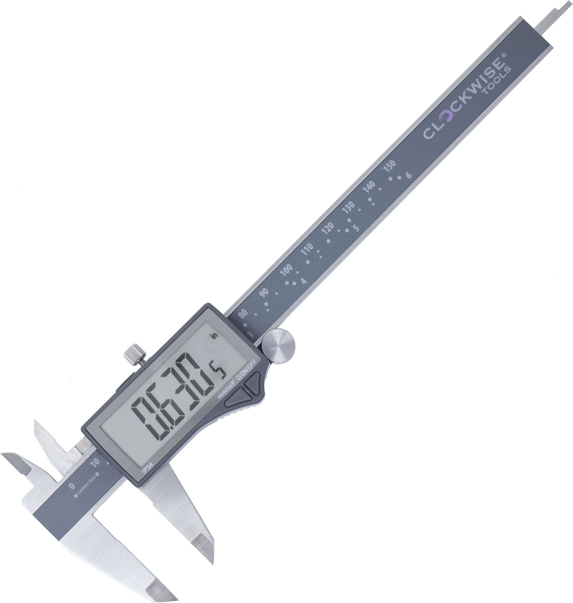 IP54 Grade Digital Caliper, DCLR-0605 0-6" /150mm, Inch/Metric/Fractions Conversion, Stainless Steel, Large LCD Screen