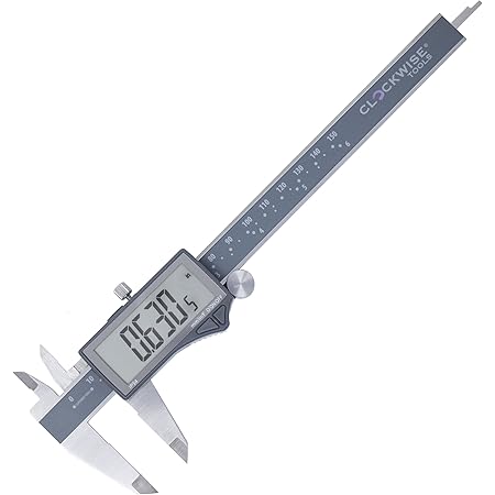 Clockwise Tools DCLR-0605 Electronic Digital Caliper Inch/Metric/Fractions Conversion IP54 Protection 0-6 Inch/150 mm Stainless Steel Body Super Large LCD Screen Auto Off Featured Measuring Tool