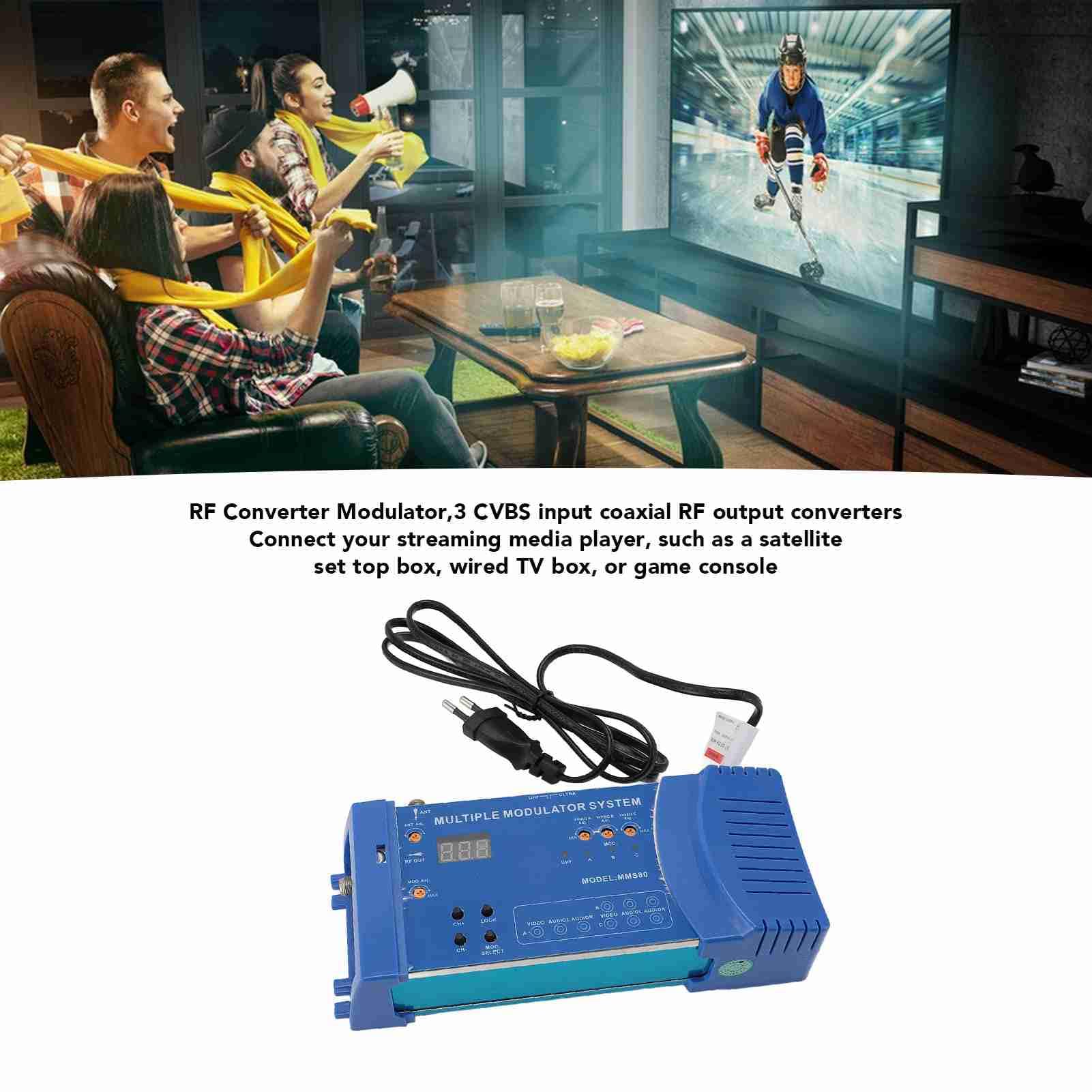 Modulateur RE, Système de Modulateur UHF, Entrées CVBS, Support NTSC, 136 Canaux Pleines Bandes, Plug and Play, Compatible avec Les Séries DA 8200 et DA 550 (Prise UE)