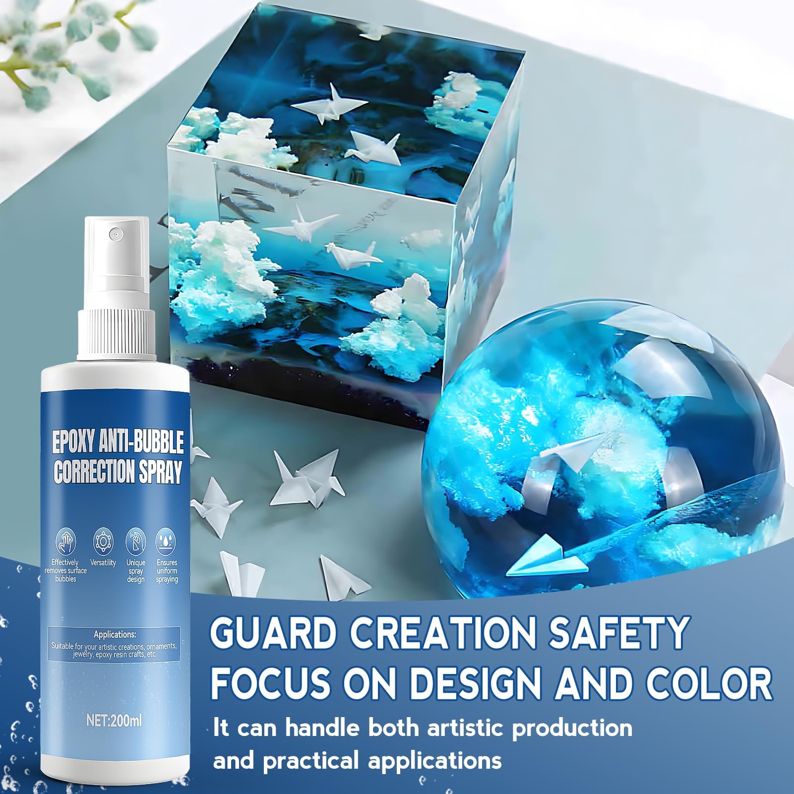 Lustrage Resine Epoxy Spray, Spray Anti-Bulles Resine Epoxy, Anti Bubble Spray, debulleur Résine Époxy, Élimine Efficacement les Bulles de la Surface de la Résine Époxy, 200ml