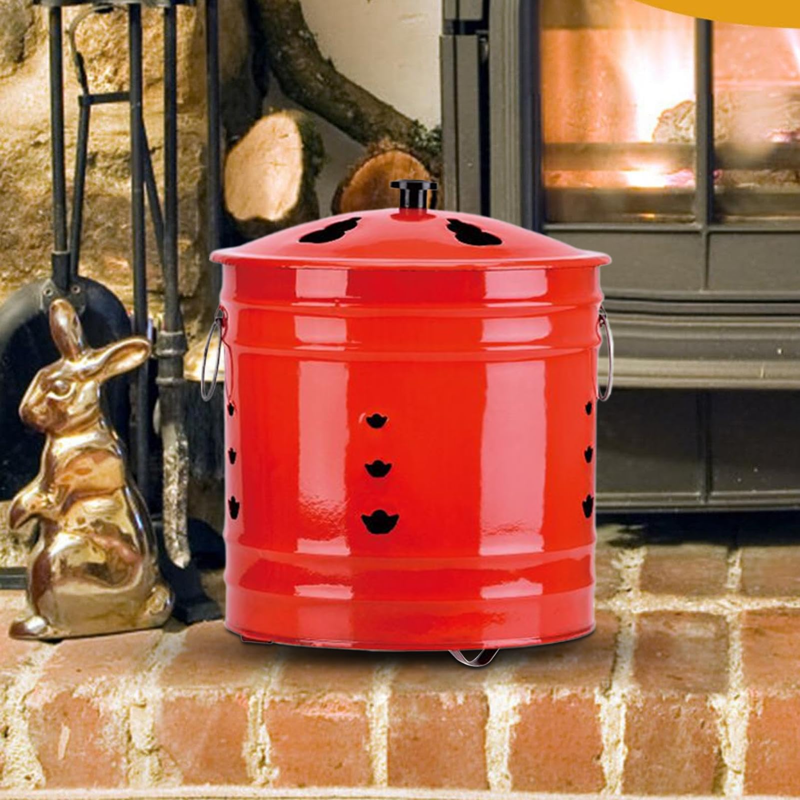 Brûleur à Papier avec Couvercle - Poignée Ergonomique - Seau Anti-étincelles pour Jardin, terrasse, Plage, Porche, Balcon, Jardin, terrasse, intérieur