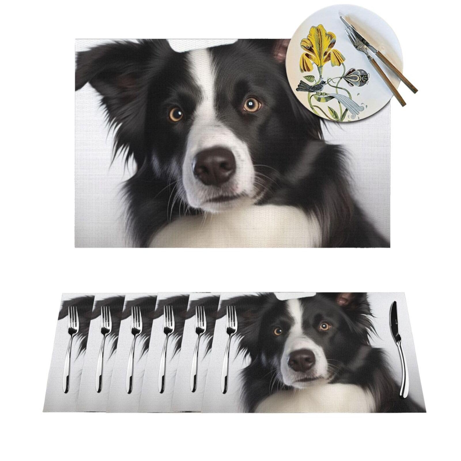 Set de table antidérapant Border Collie pour protéger la table des taches et rayures