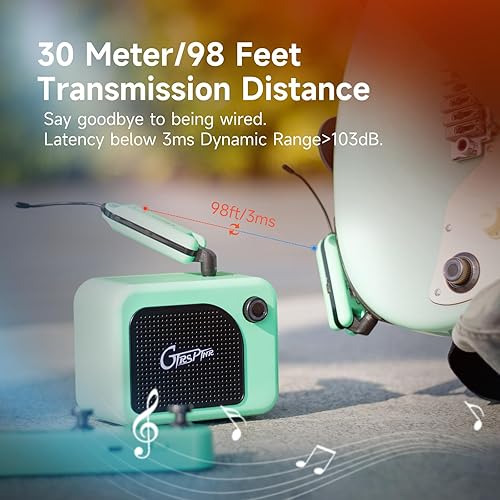 Miniatura 5 de GTRS GWU4 UHF Sistema de guitarra inalámbrico transmisor y receptor 4 canales de señal recargables, coincidencia automática, baja latencia, rango de