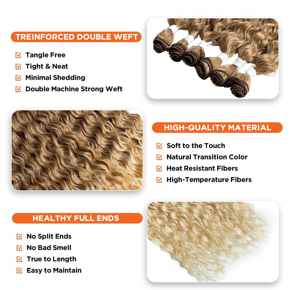 30 Zoll Kinky Wave Hair 6Bundles mit Spitzenverschluss 7Piece/Pack Ombre Brown Long Kinky Curly Hair Bundles Hitzebeständige Kunsthaar-Web-Extensions für Frauen (T12/22A # 30 Zoll 7 Stück)