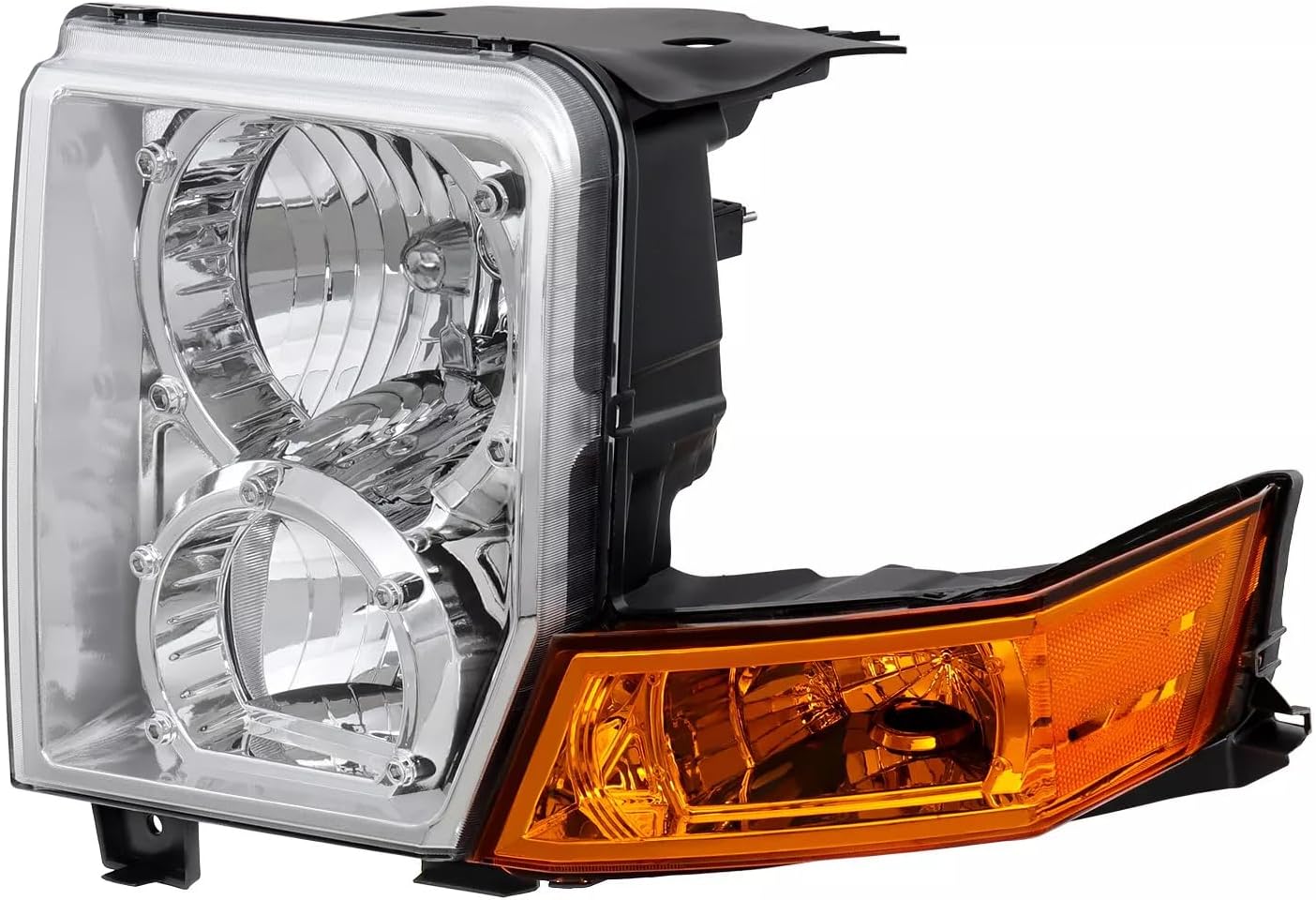 2PCS Headlights Assembly Set For 2006 2007 2008 2009 2010 Jeep Commander(XK) Limitied Sport Overland SUV Halogen Replacement Headlamps Chrome Housing Clear Lens OE Style CH2518117 CH2519117(LH&RH)