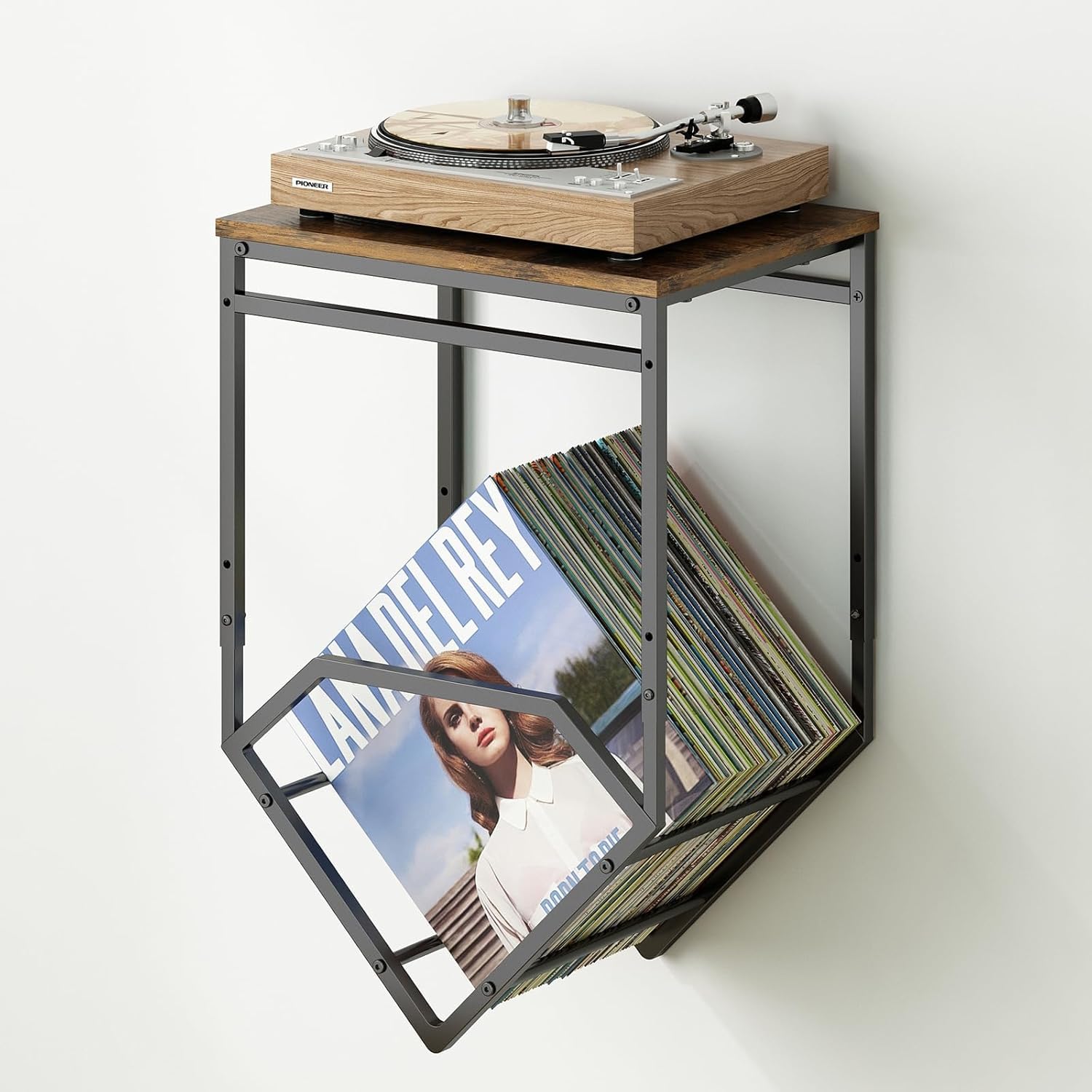 58124 Record Player Stand Wall Mounted, Vinyl Wall Mount, Record Player Stand, Turntable rack with Storage, Record Holder for Albums, Metal-image-17