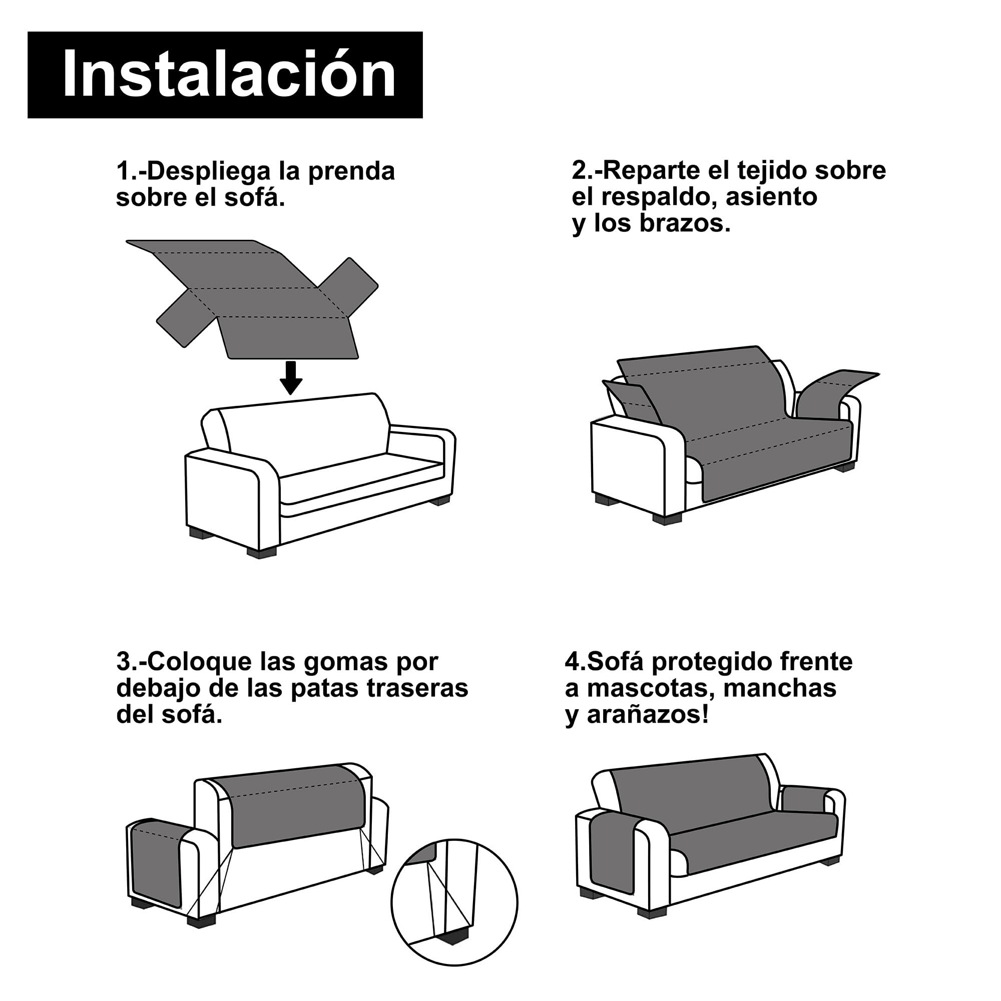 FAVERTI® Cubre Sofá Acolchado 3 Plazas - 170 cm (Asiento) | Modelo REQUENA | Beige-Crudo Reversible | Protector Compatible con Sofás Relax y Orejero | Loneta Lavable | Fabricado en España