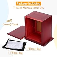 Vista 5 de BRKURLEG Urna de madera para cenizas para mascotas, caja de recuerdo de cremación para perros y gatos con marco de fotos, urna conmemorativa