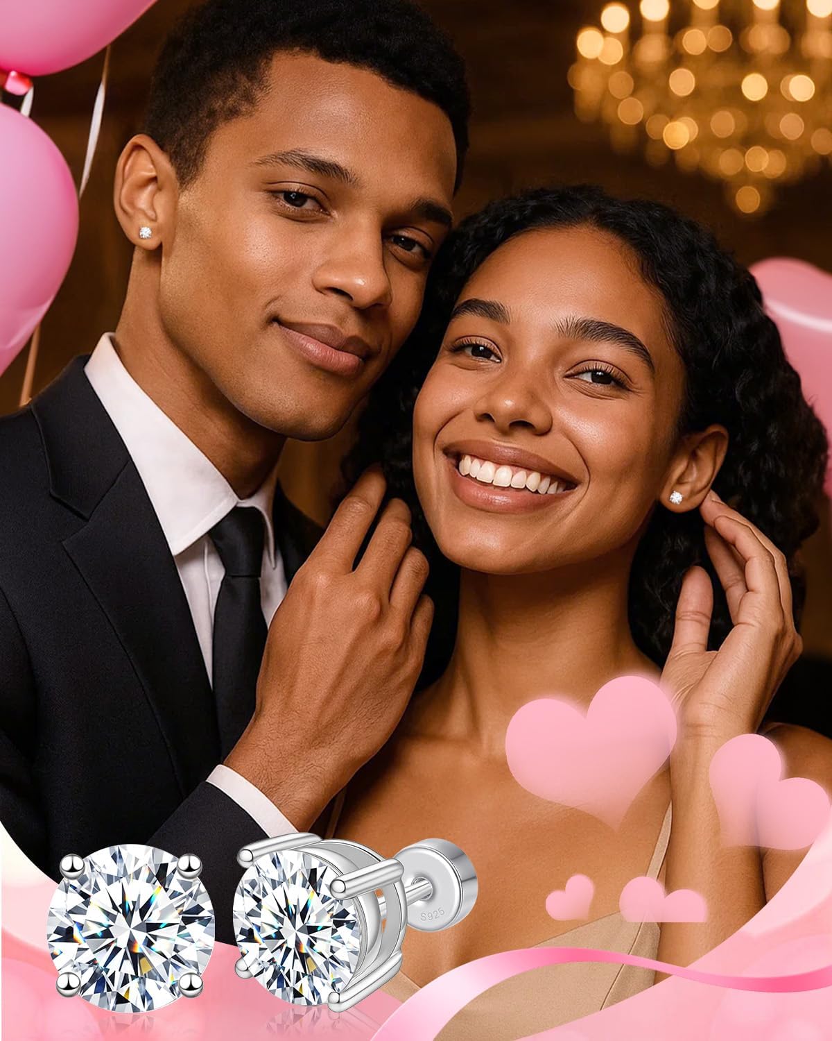 Flat Back Moissanite Stud Earrings for Women Men, 0.2ct-2ct Poke-Free Flatback Comfortable for Sleep with Screw Back, 925 Silver White Gold Plated Hypoallergenic Jewelry Birthday Valentine's Day Gifts - Image 2