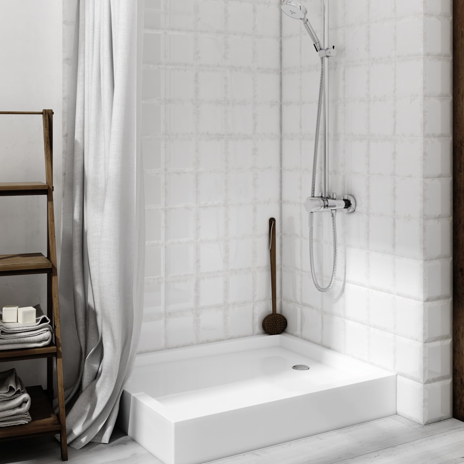 Sellon24 Plato de ducha | Plato de ducha | Con patas de soporte | Acrílico sanitario | Antibacteriano | Reforzado en resina | Montaje en suelo | Blanco | Rectangular | 80 x 120 cm | Altura de