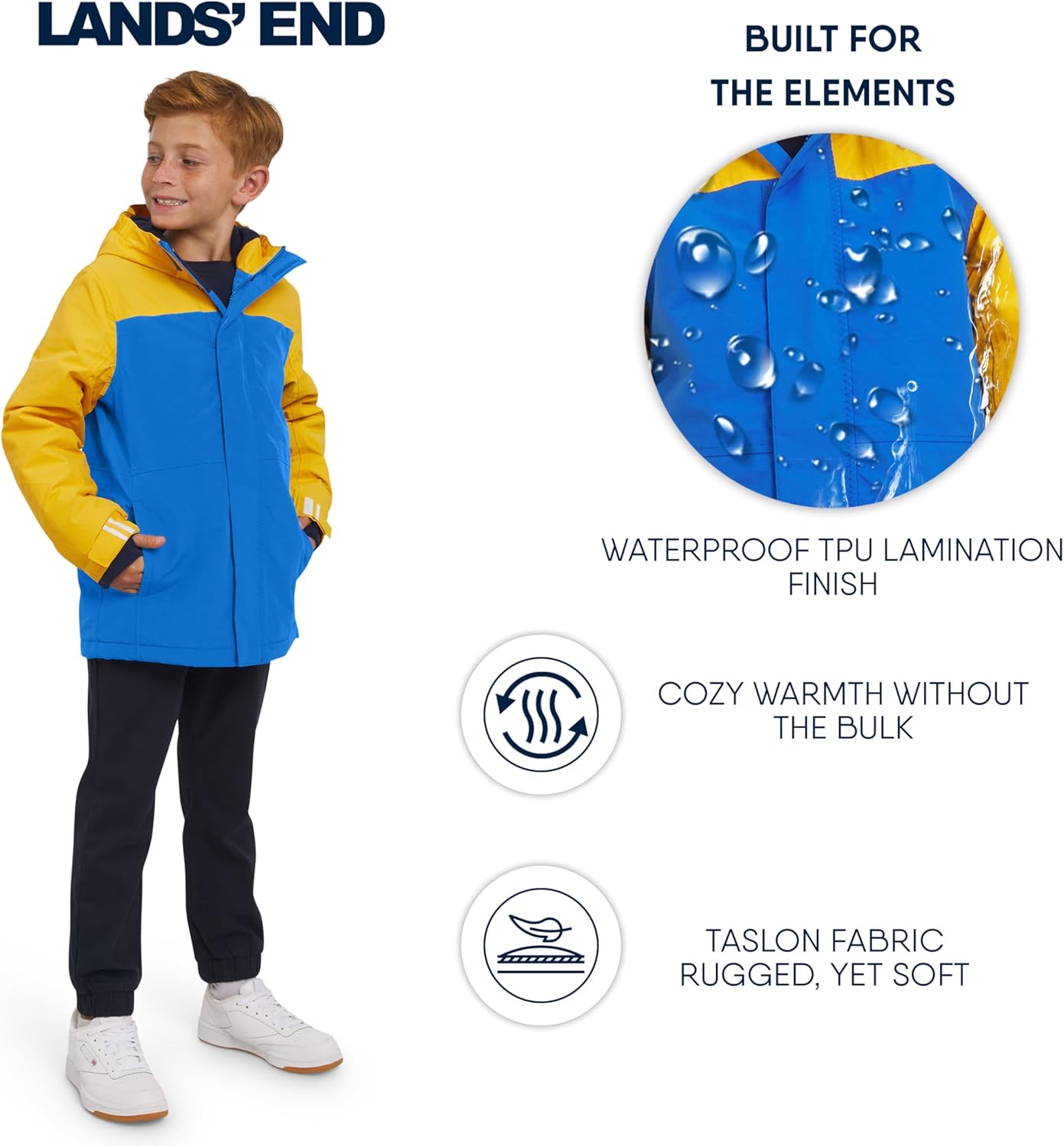 Lands' End Boys' Squall Waterproof Fleece Lined Insulated Jacket - Image 4