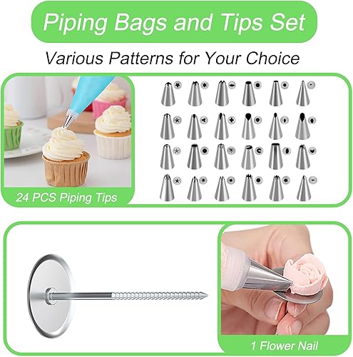 Miniatura 3 de Suuker Juego de bolsas y puntas para pastelería, bolsas de glaseado reutilizables y puntas con 24 puntas de tubería, 2 bolsas de pastelería