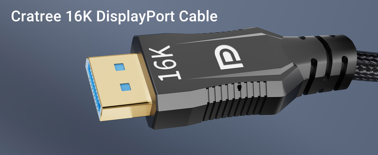 Image of Displayport Cable 2.1 6.6 FT, 16K DP to DP Braided Cable-Support 40Gbps,16K 30Hz,8K 120Hz,4K 240Hz,Compatible for FreeSync,G-Sync,Gaming Monitor,PC
