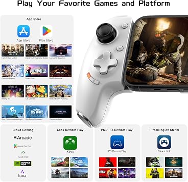 Joso Phone Controller for iPhone 15/iPhone 16 Series & Android (USB-C), Remote Player Gamepad for PS5/PS4/Xbox Console with Hall Effect Joysticks/Hall Trigger, 2 Mappable Buttons, 3.5mm Audio Jack