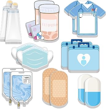 16 Pack Mini Funny Nurse Sticky Notes Nursing Student Essentials School Gifts Stationary Sticky Notes Booklet Self Stick Pads for Hospital School Supplies