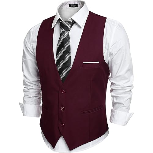 COOFANDY Men's Casual Business Suit Vest Slim Fit Formal Dress Waistcoat Vest