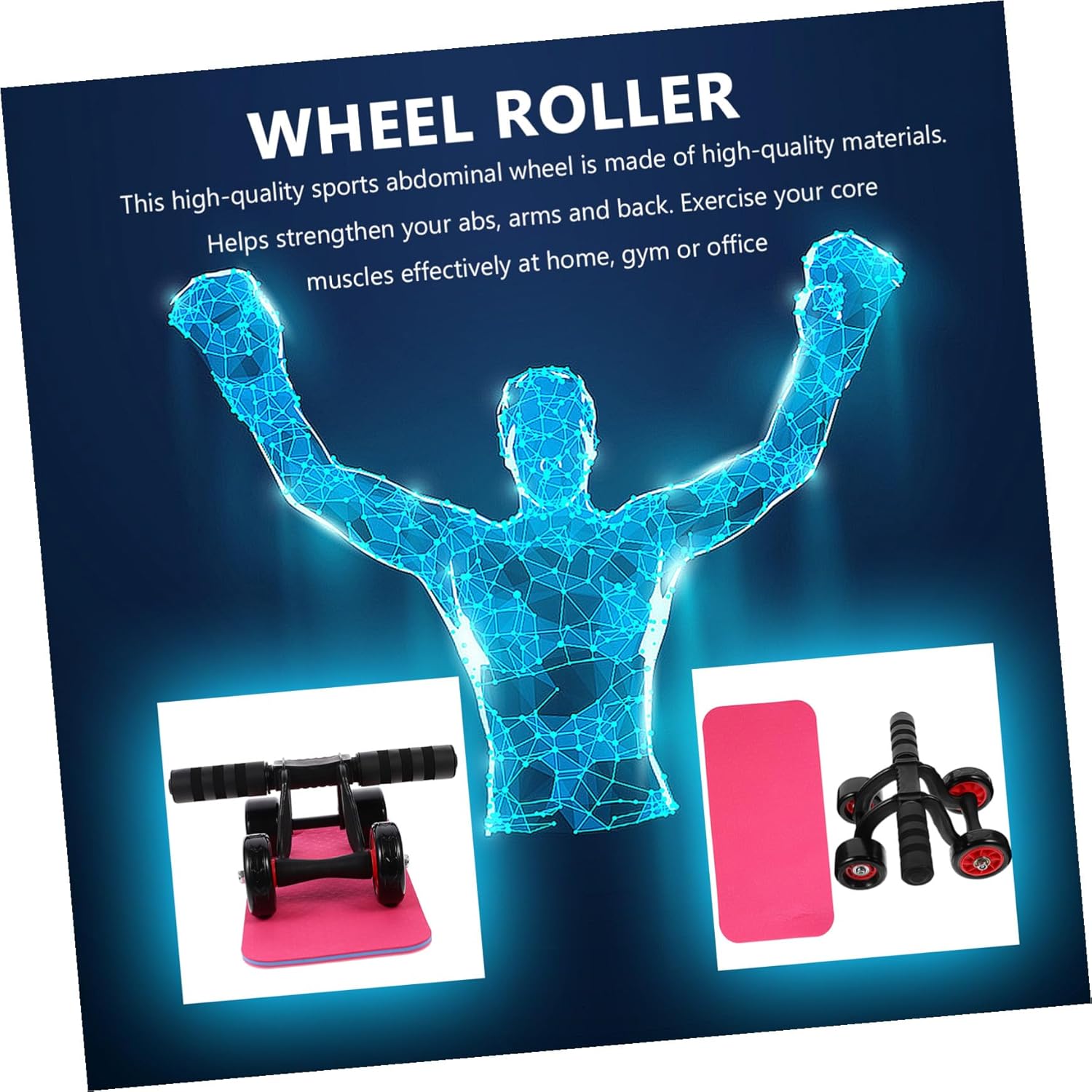 BESPORTBLE Four-wheel Ab Roller Wheel Exercise Equipment with Non-slip Handle and Thickened Mat for Core Strengthening and Home Fitness Training