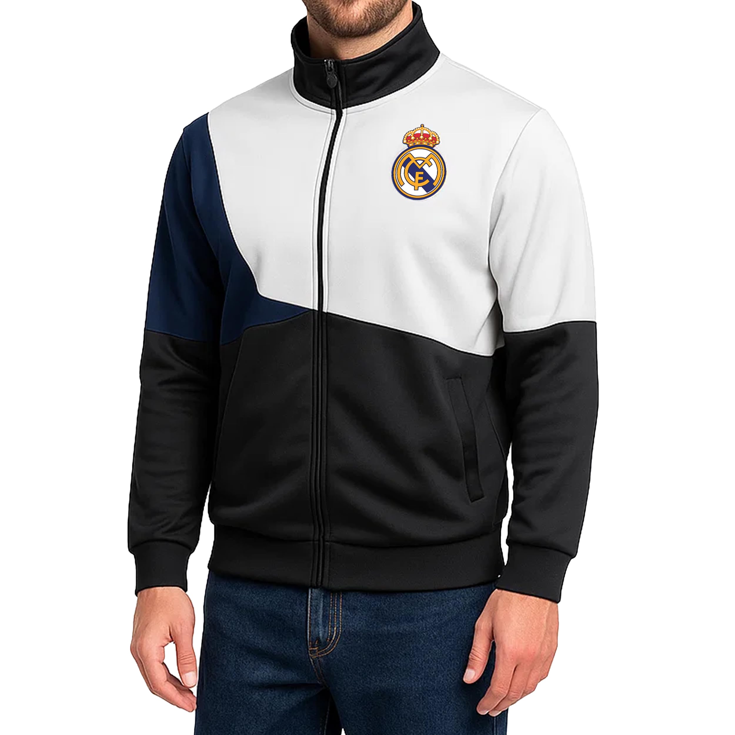 Icon Sports Unisex Real Madrid |White Officially Licensed International Football Club Track Jacket