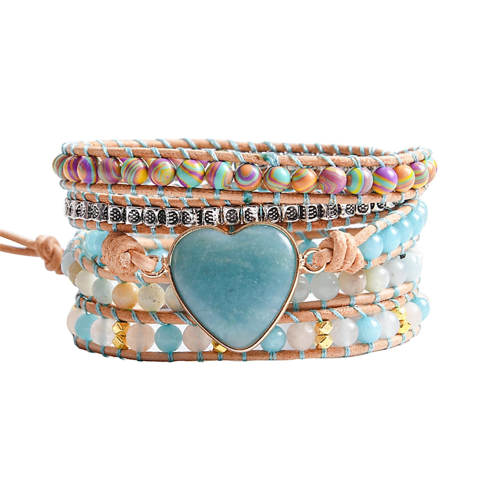 YGLINE Natural Stone Bracelet 3 Wraps Bracelet Handmade Boho Bracelet for Women Bracelet