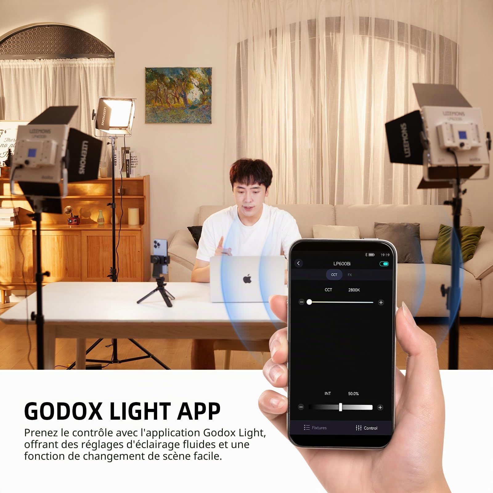GODOX Litemons LP600Bi LED Vidéo Lampe Panneau, 60W Éclairage Continu