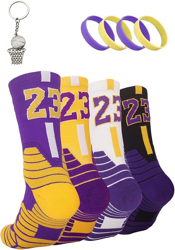Men's Basketball Socks (4 Pairs) for Basketball Fans, Athletic Socks