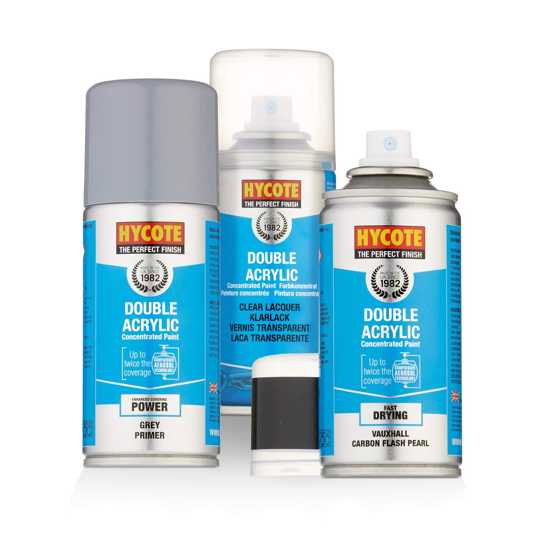 Hycote Vauxhall Opel Carbon Flash Spray Paint & Grey Primer & Lacquer Kit 150ml