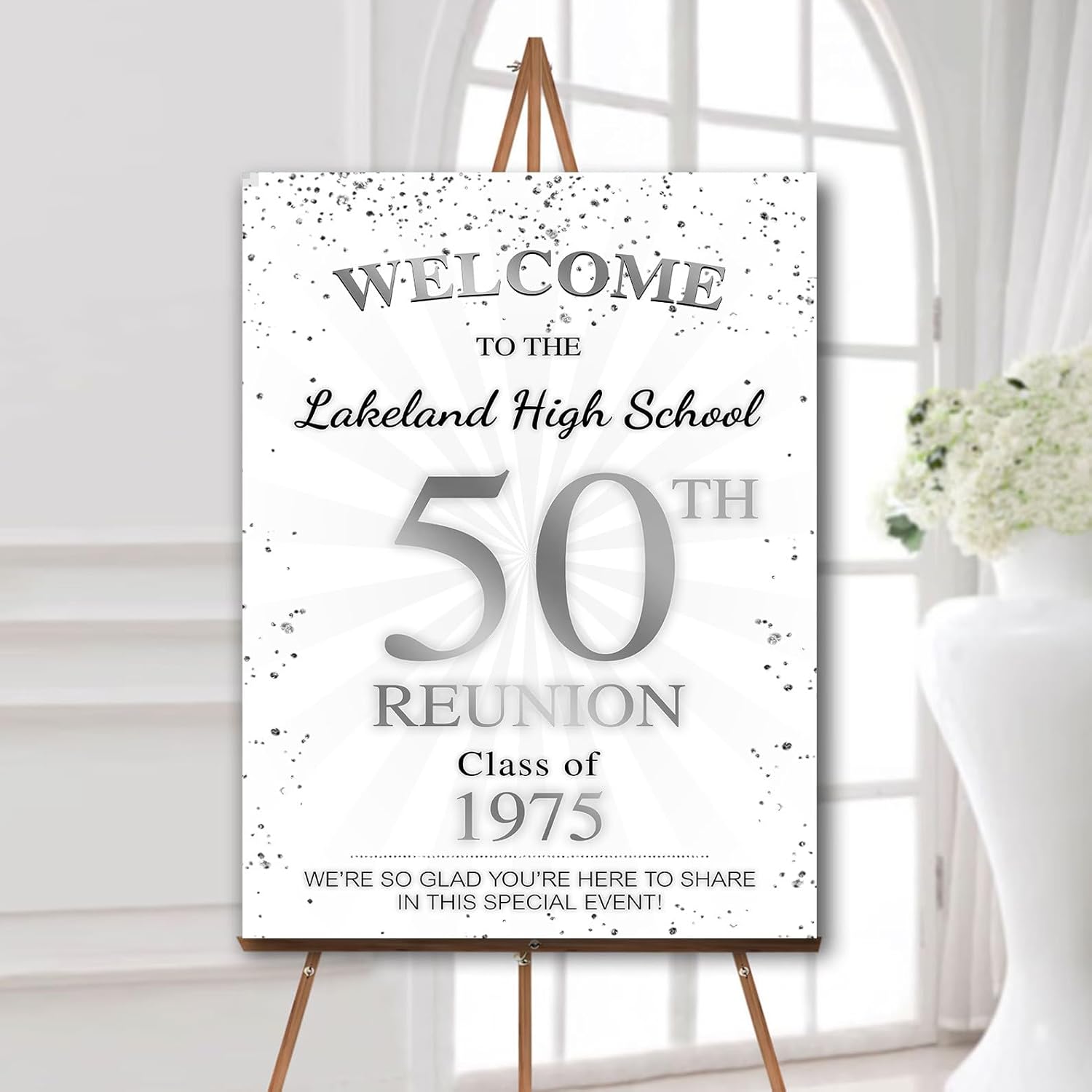Personalized Class Reunion Welcome Sign, 50th Class Reunion Sign, Custom Any Year, High School Reunion, 50th Reunion Decorations Yard Sign Green & Gold