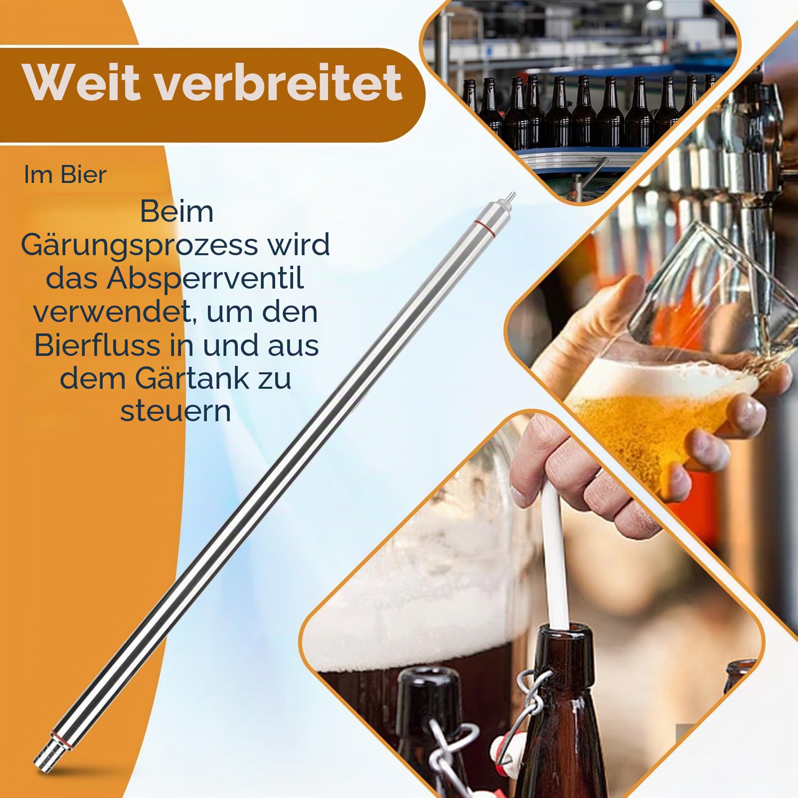 Bierflaschenfüller, Edelstahl Wein Bier Abfüllung, 13,7 Zoll Edelstahl Bierflaschenfüller, Bier Flaschenfüller Wein Bierflaschenabfüllung Automatische Flaschenfüller Abfüllstab, Federbeladene