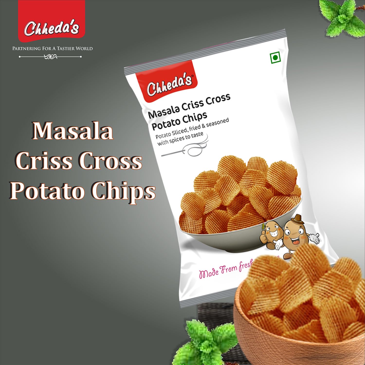 Chheda's - Masala Criss Cross Potato Chips - Potato Wafers - Cripsy Chips - 170Gm Pack of 1 1