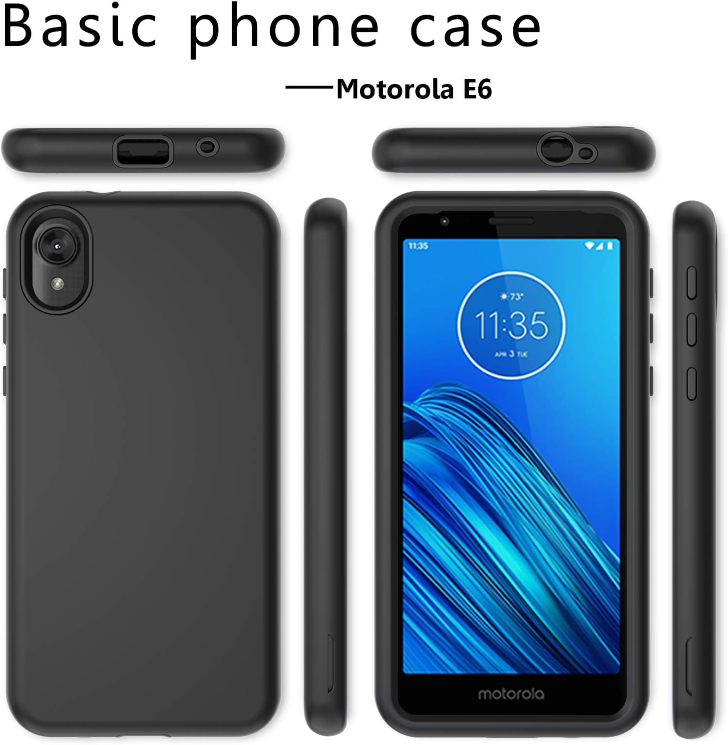 Moto E6 Phone Case, Motorola E6 Phone Case, Moto XT2005DL Case, Three Layers TPU Bumper and PC Armor Hard Protective Phone Cover for Moro E 6th Gen 5.5 2019 (Black)