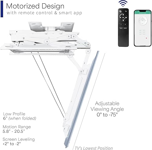 Miniatura 4 de VIVO Soporte de TV de techo giratorio eléctrico abatible para pantallas de 32 a 70 pulgadas, soporte VESA de techo plano motorizado grande, paquete