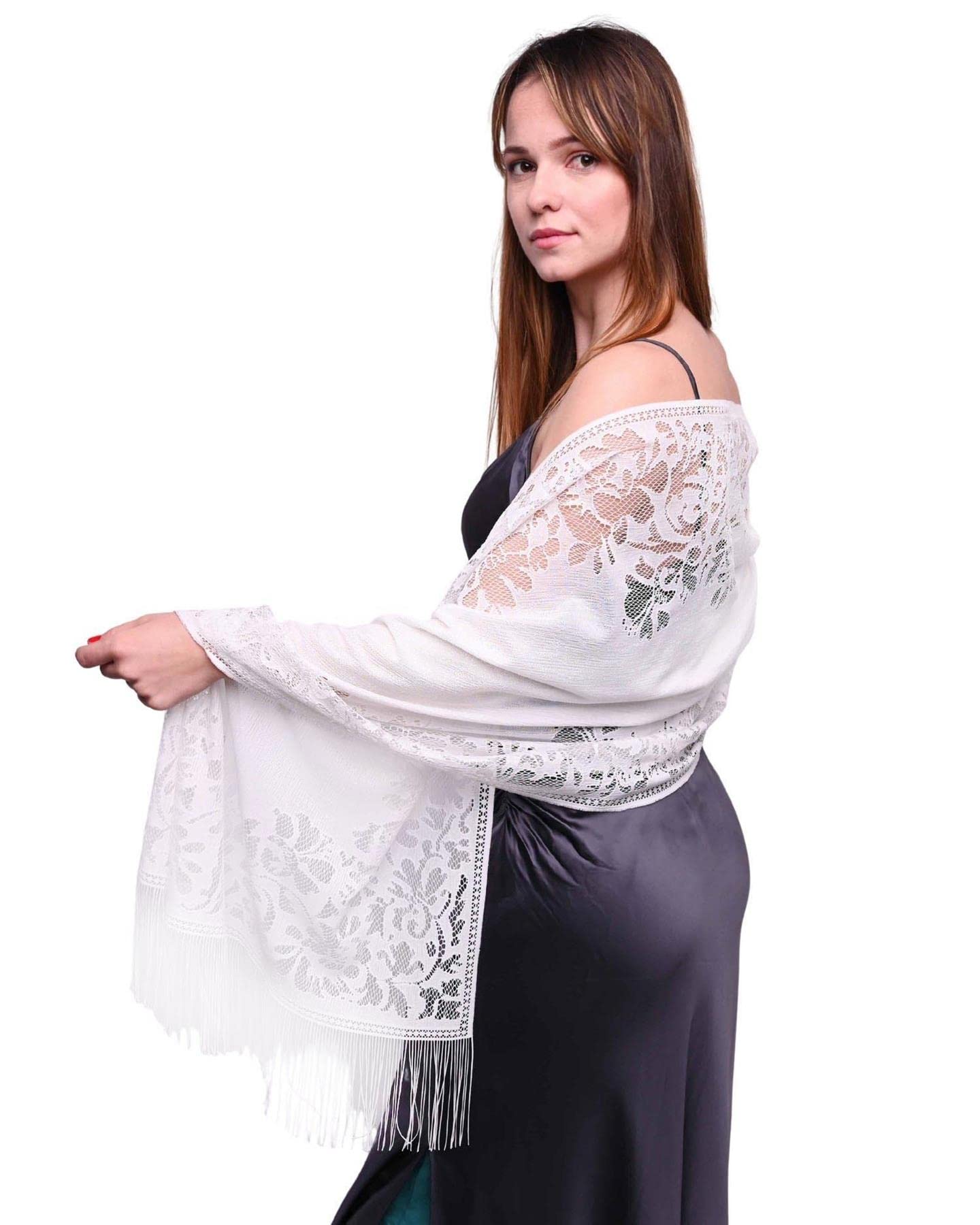 Basic SenseBasic Sense Floral Lace Shawl, Wedding Scarf Evening Parties Wrap
