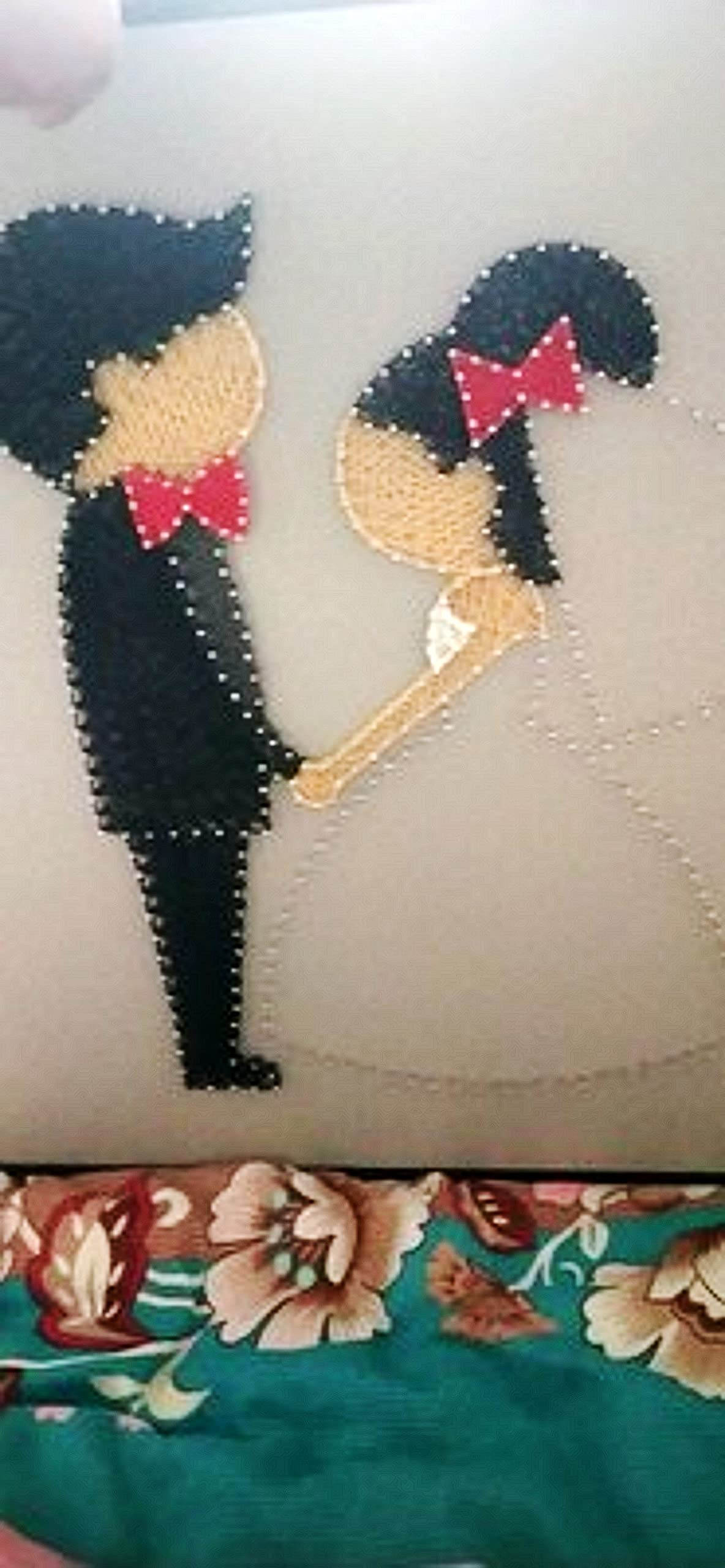 ZHONGJIUYUAN String Art Kit, DIY Bastelset für Erwachsene, für Anfänger bis Fortgeschrittene, Basteln Sie ein handgefertigtes Geschenk – Happy Weding, 30 x 30 cm