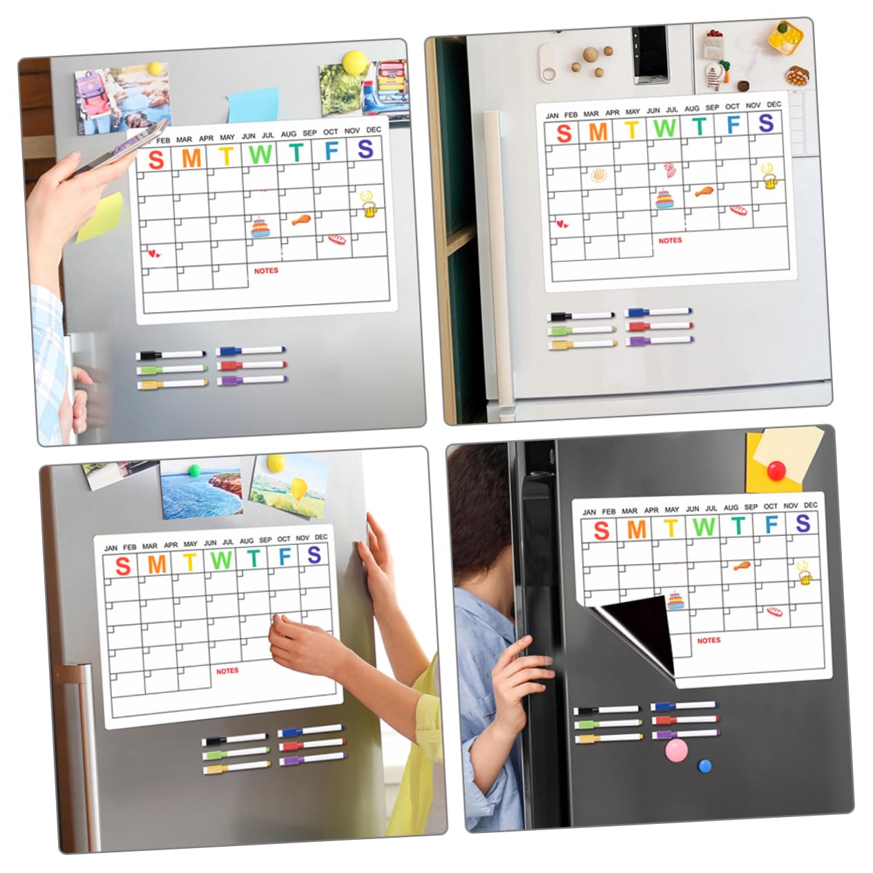 4 Ensembles bloc calendrier mensuel tableau effaçable à sec planche liste tableau effacable tableau effaçable tableau de planification magnétique ustensiles de cuisine coton