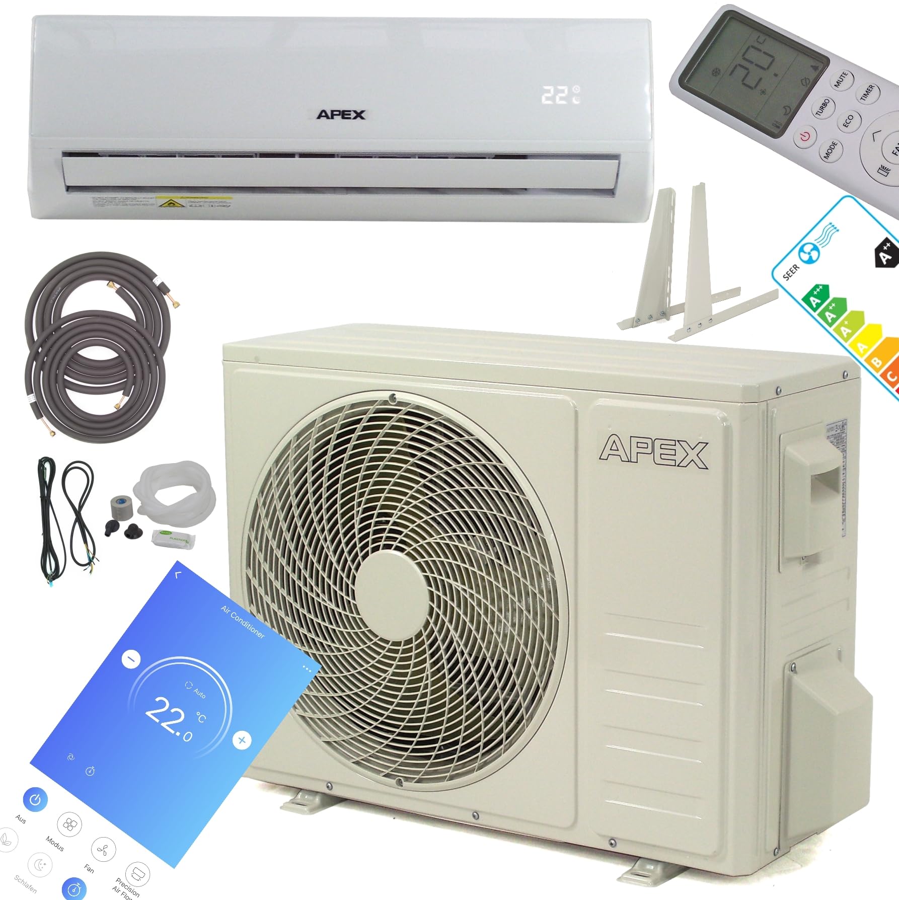 Split Klimaanlage Klimagerät 4-in-1 18000 BTU Heizfunktion Luftentfeuchter 5140W 56183 AWZ