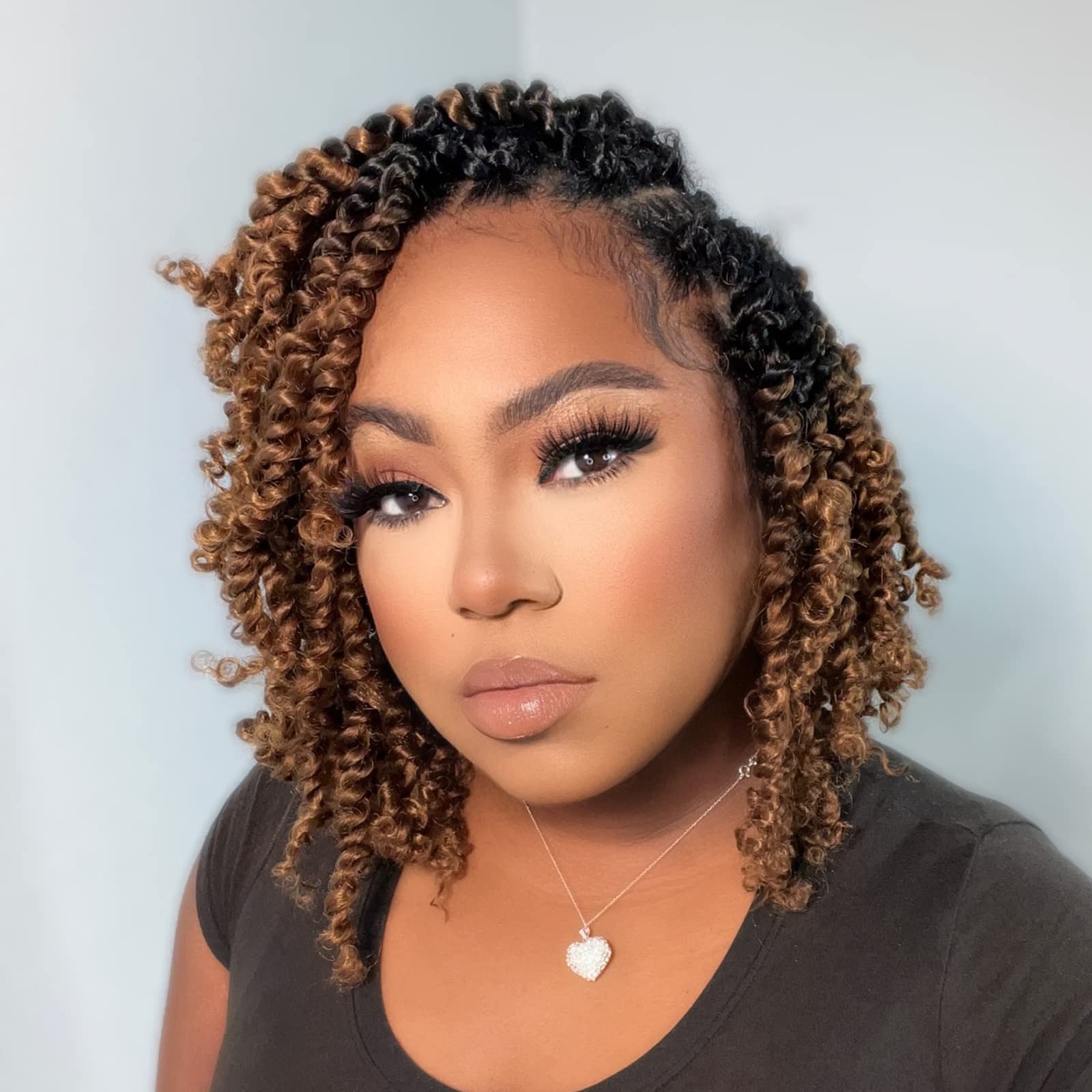 ToyoTress Tiana Passion Twist Hair - 14 Inch 8 Packs Pre-twisted Crochet Braids Ombre Brown, Shoulder Length Pre-looped Synthetic Braiding Hair Extensions (14 Inch, OT30-8P)